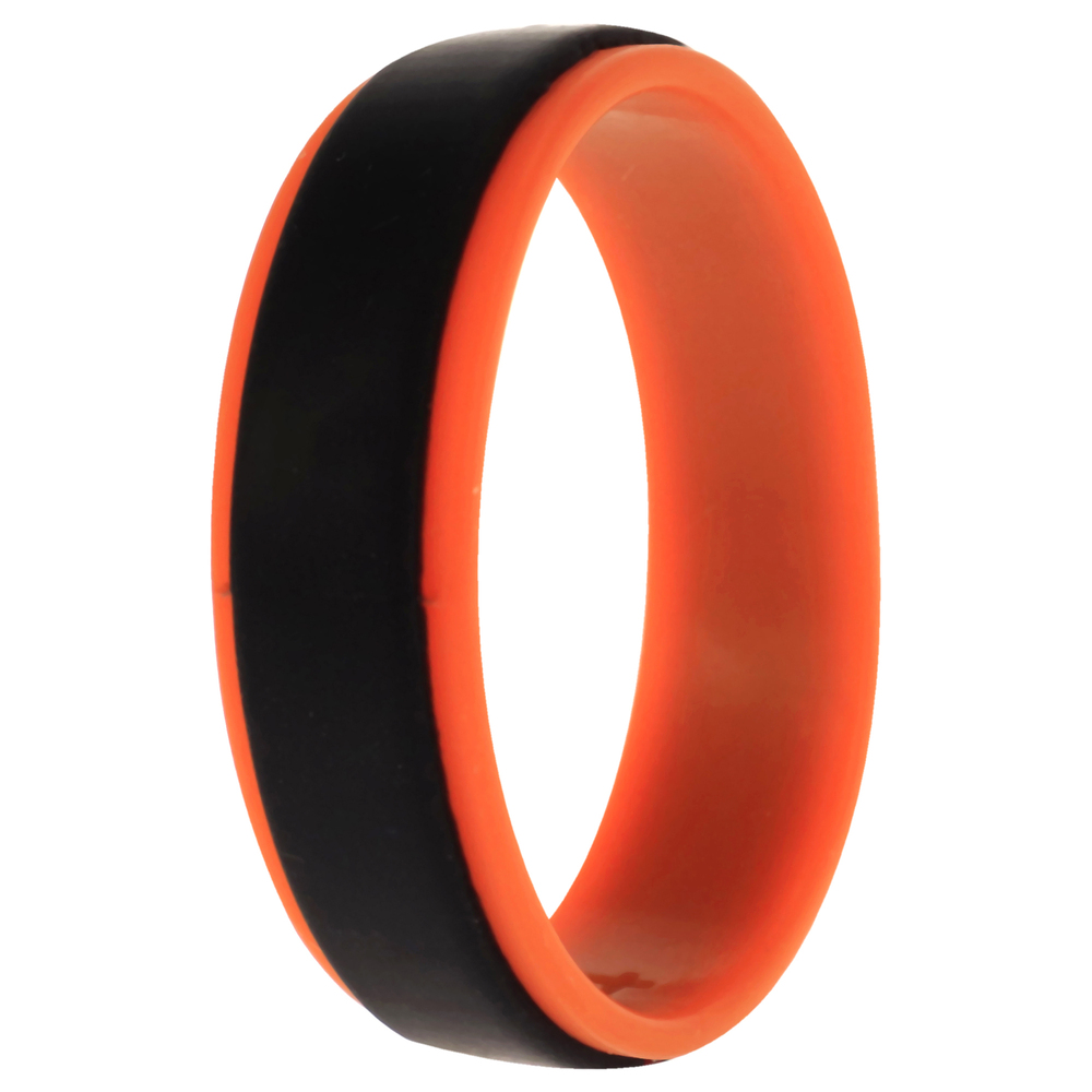 Silicone Wedding Step Ring - Orange-Black by ROQ for Men - 14 mm Ring